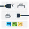 1ft USB A To C Charging Cable Angled
