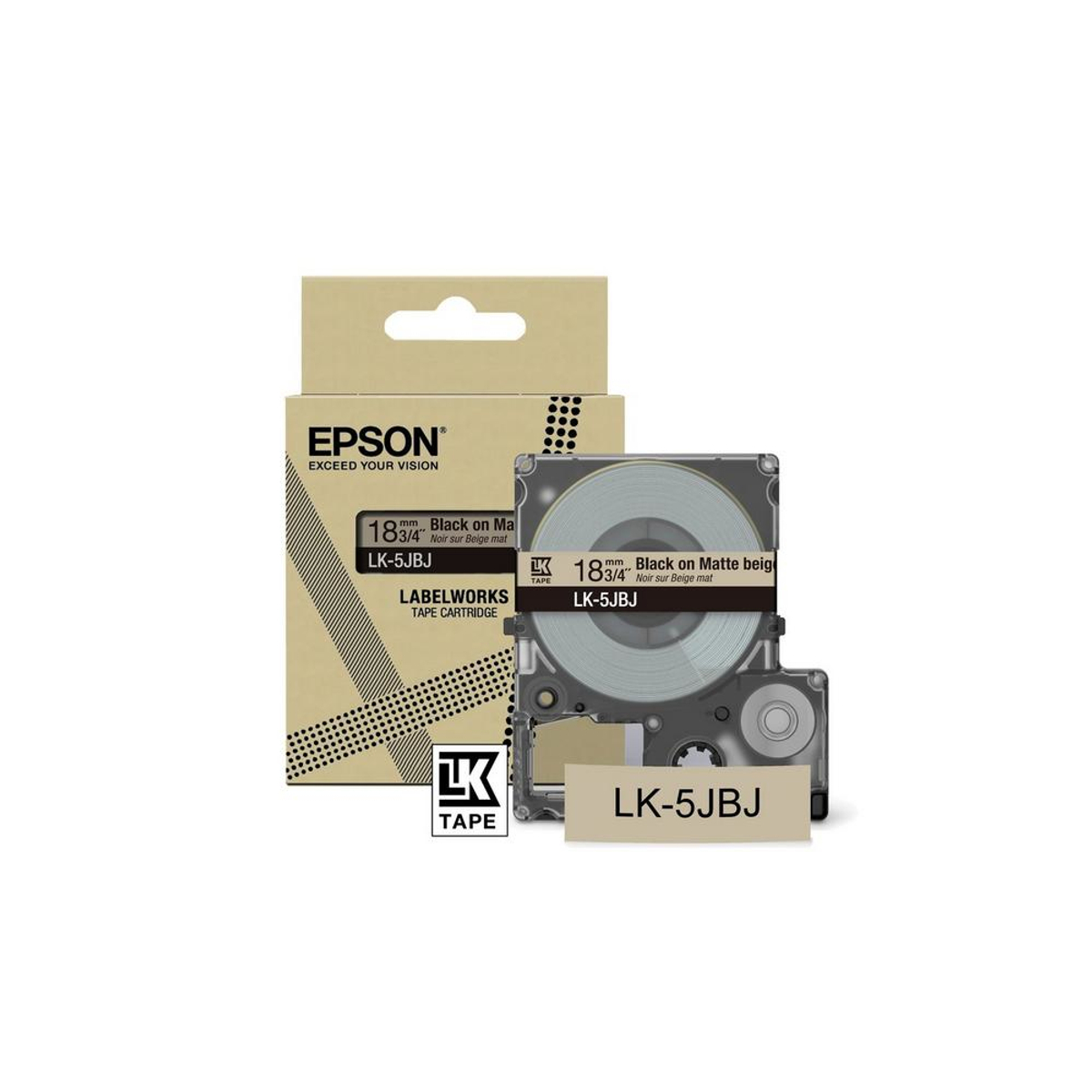 5JBJ Black on Matte Beige Tape 18mm