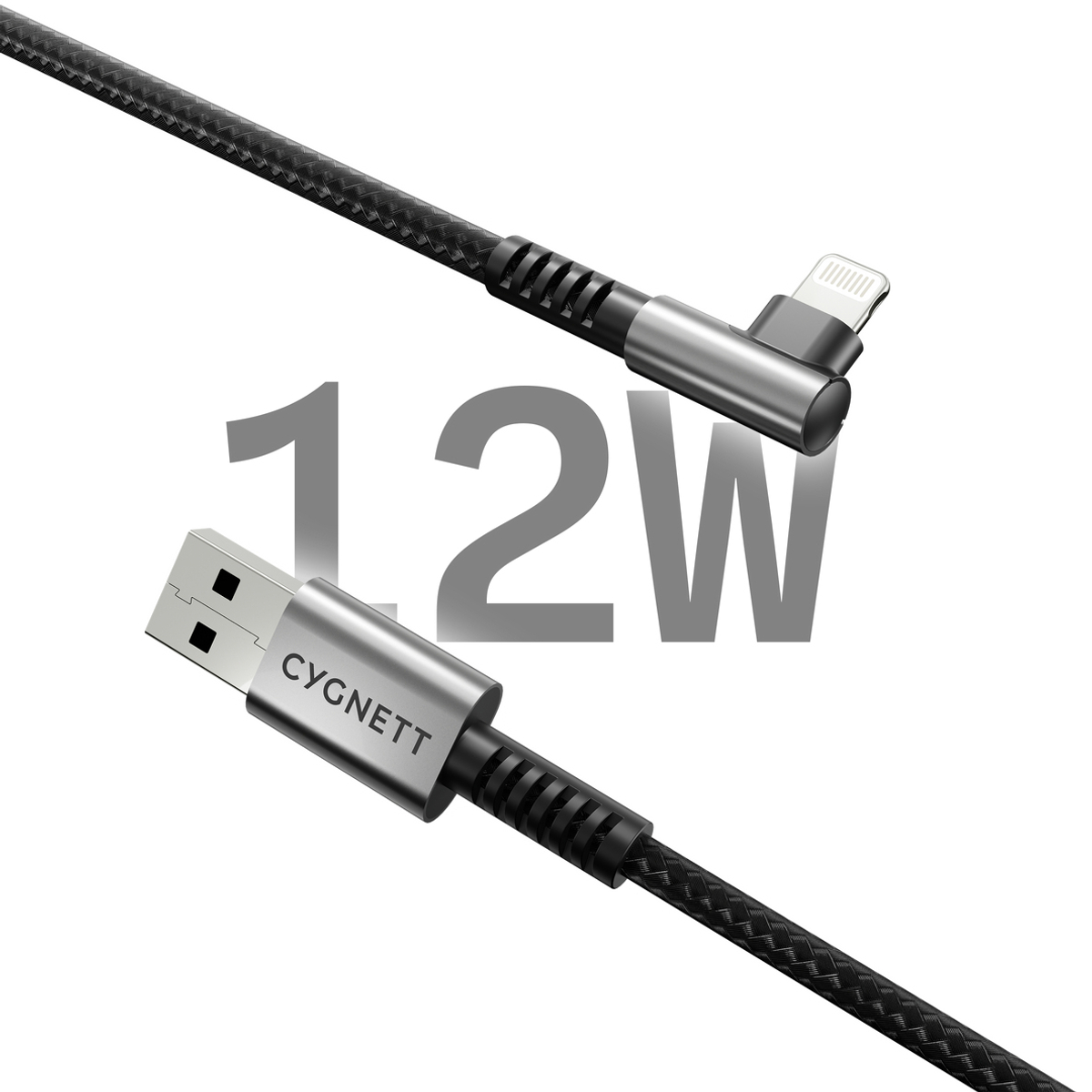 Unite Right Angle Ltng USB-A 2.0 1m Blk