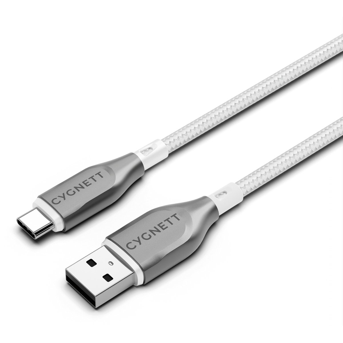 Armoured USB-C USB-A 2.0 Cable White 2m