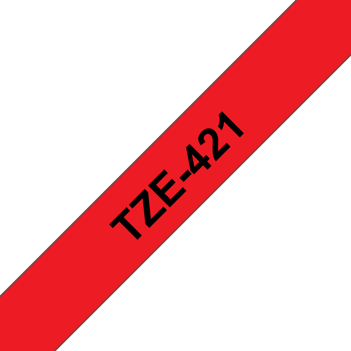 TZE421 9mm Gloss Black On Red Label Tape