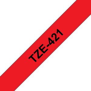Brother, TZE421 9mm Gloss Black On Red Label Tape