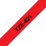 TZE421 9mm Gloss Black On Red Label Tape