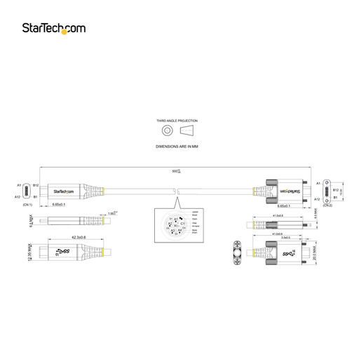 50cm Side Screw Locking USB C Cable