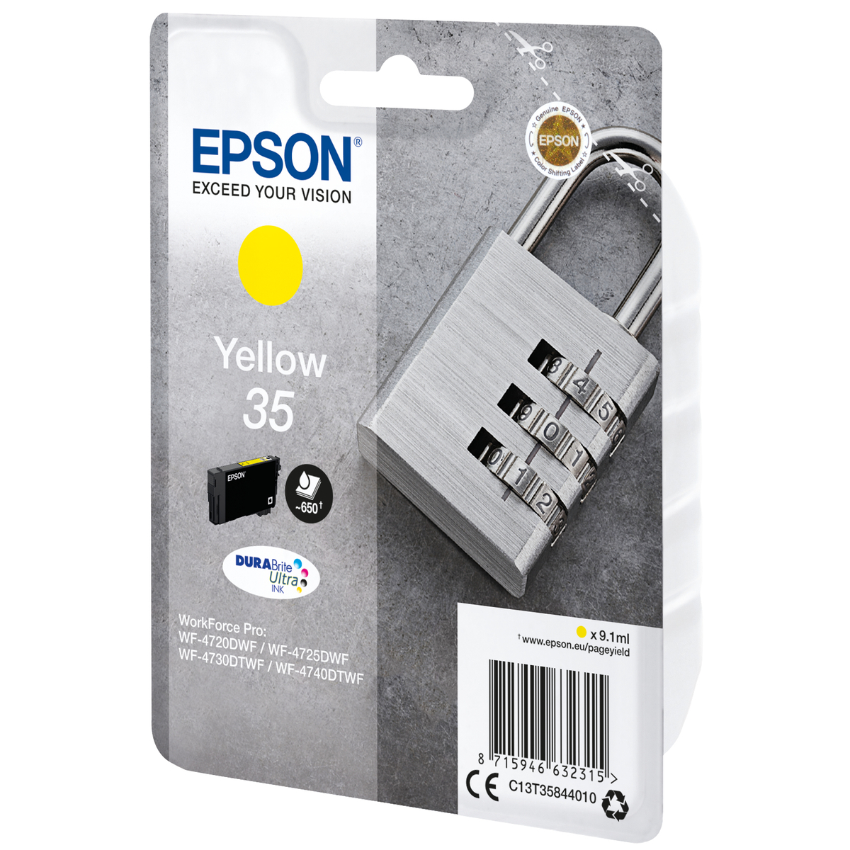 35 Padlock Yellow  Ink Cartridge 9ml