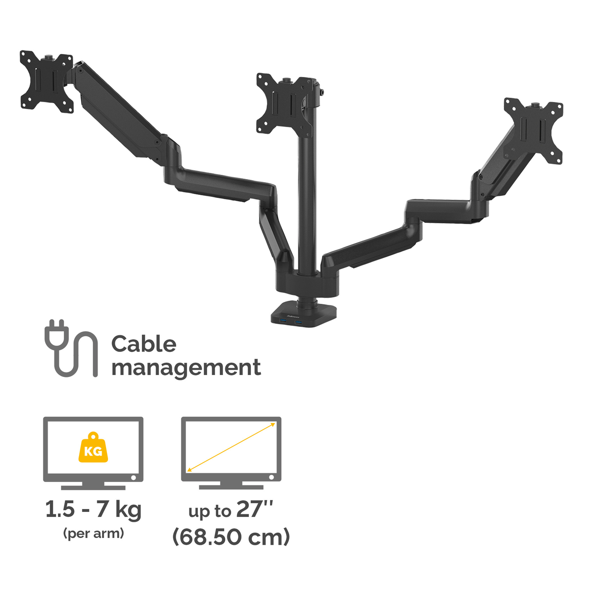 Platinum Series Triple Monitor Arm Black