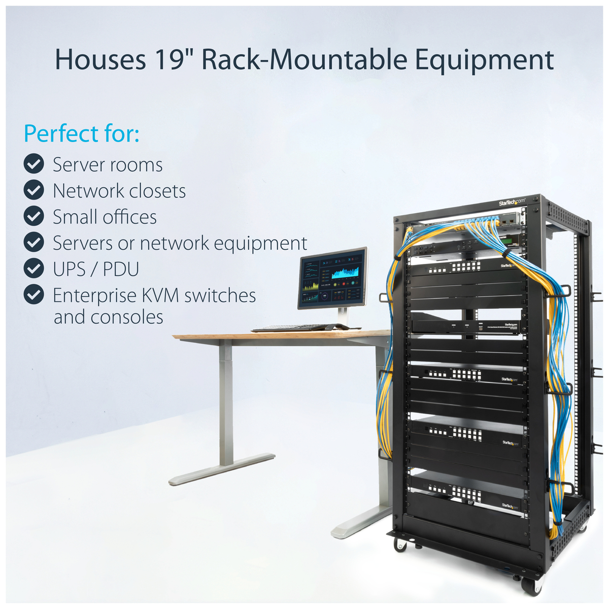 25U Adjustable Open Frame 4 Post Rack