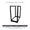 25U Adjustable Open Frame 4 Post Rack