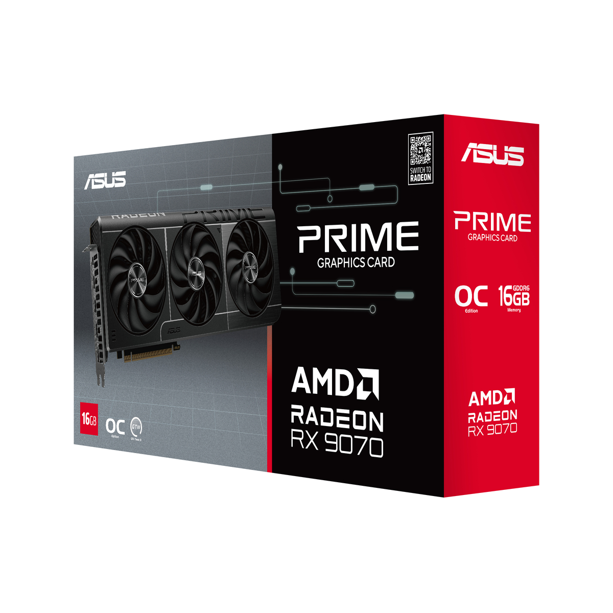 GPU AMD RX9070 PRIME OC 16G GDDR6 Fan