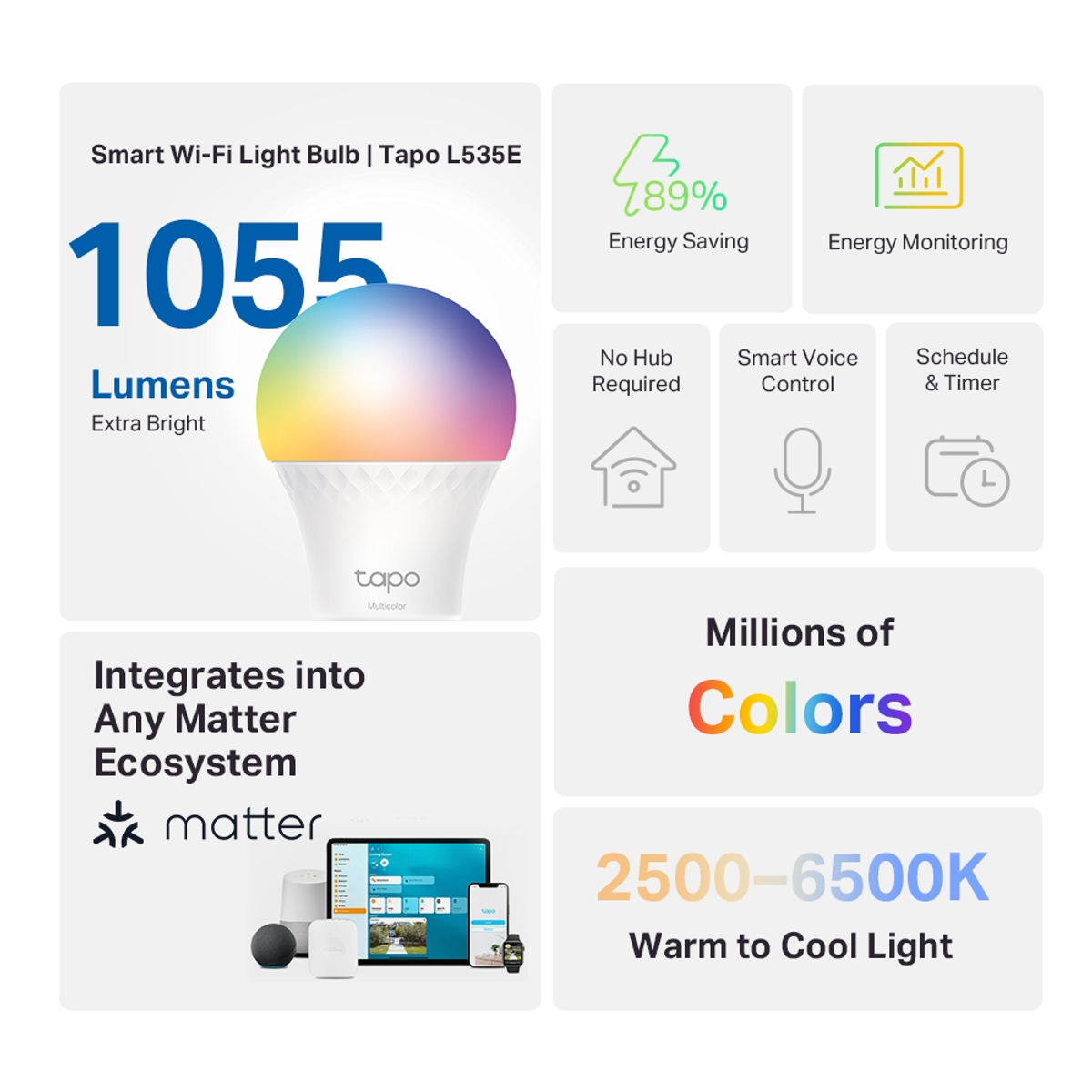 Tapo Smart Wi-Fi Light Bulb Multicolor