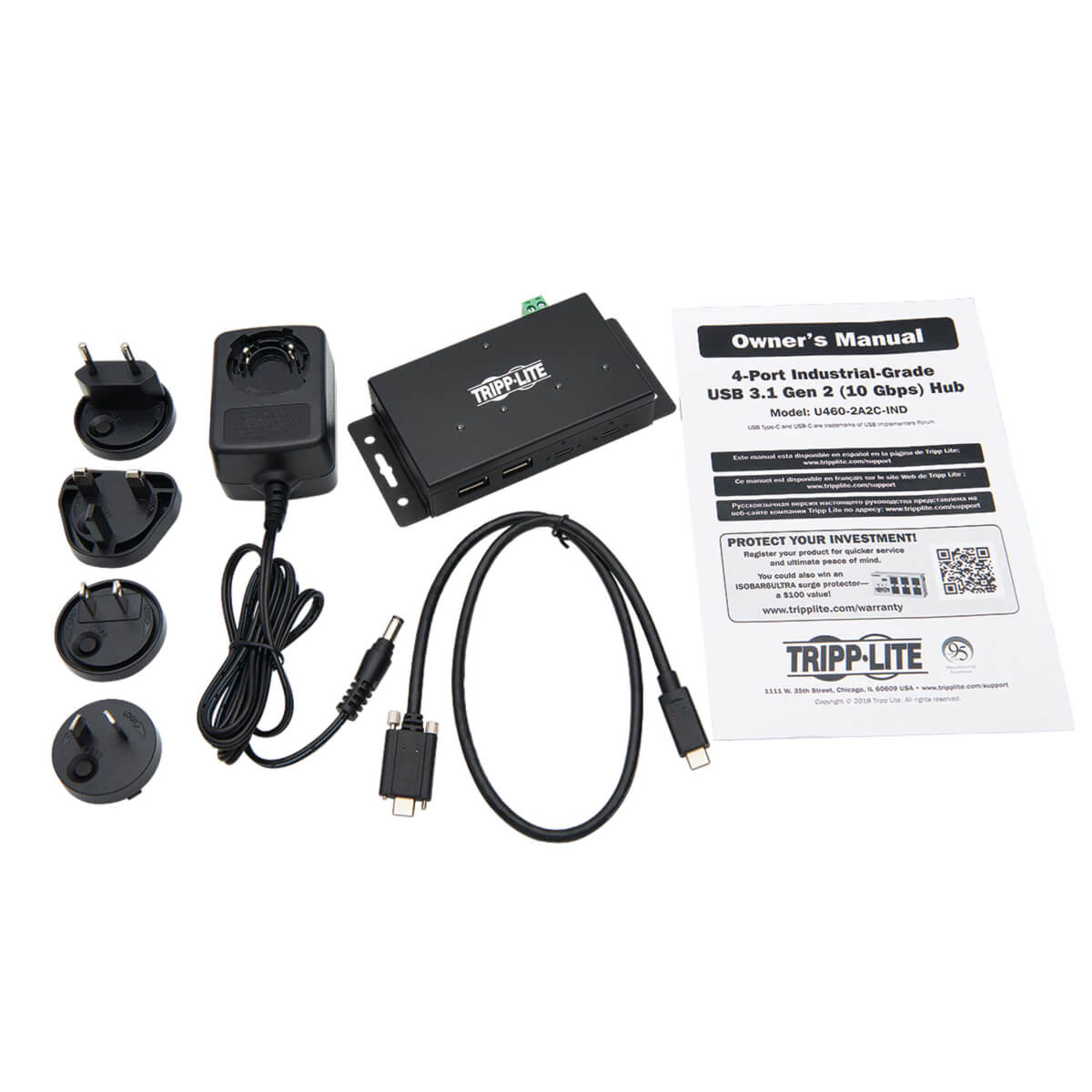 USB Hub 4Port Industrial 2 USB C 2 USB-A