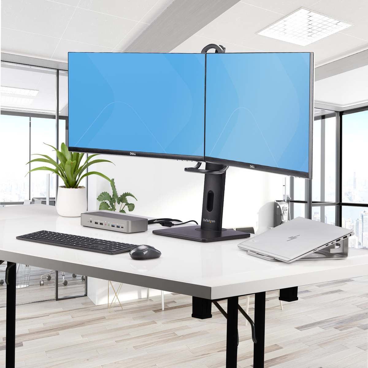 Crossbar Dual Monitor Desk Stand 27in