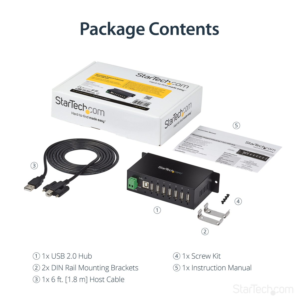 Rugged Industrial 7 Port USB Hub