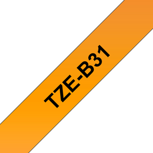 Brother, TZEB31 12mm Black On Orange Label Tape