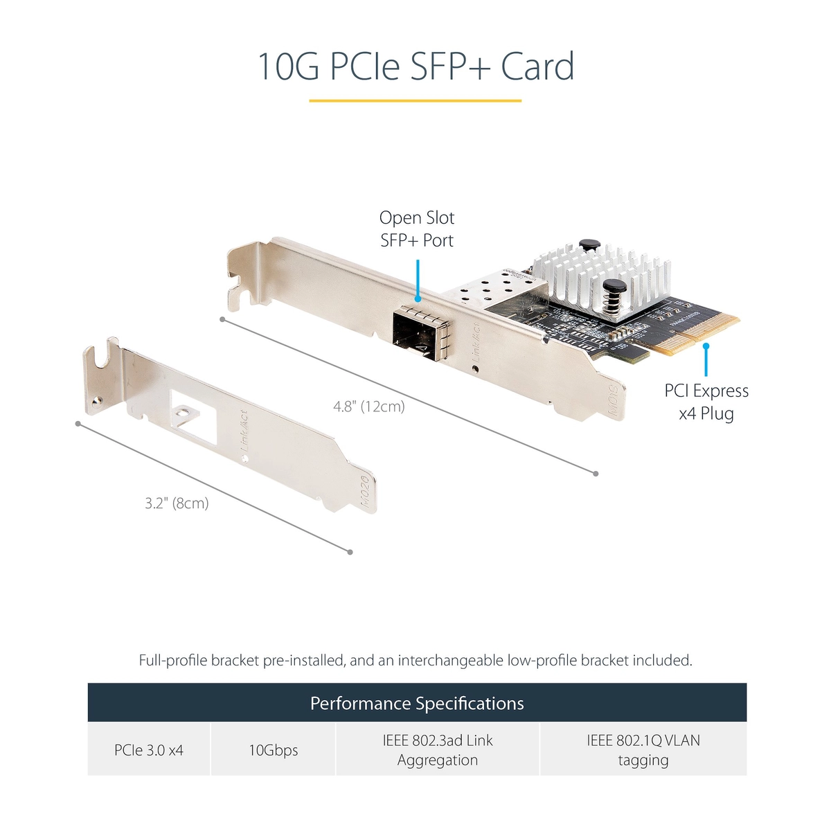 10G PCIe SFP+ Card Single Open SFP Port