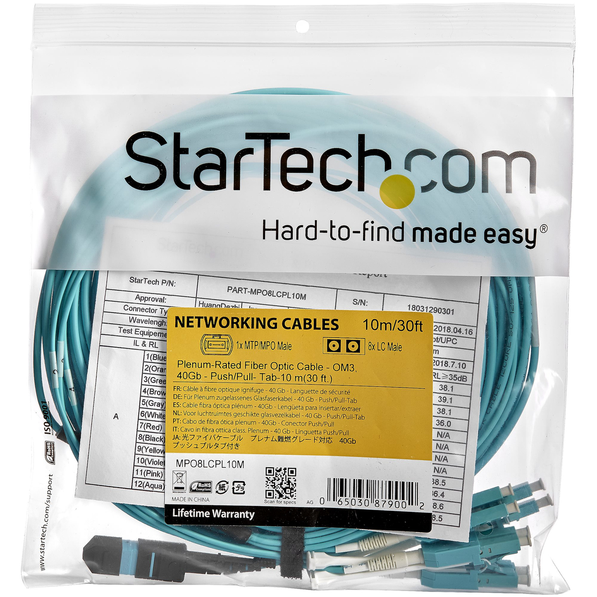 Fiber Breakout Cable 10m MPO / MTP to LC