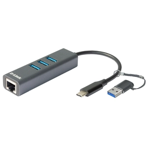 D-Link, USB-C/USB To Gb Adapter With 3 USB 3.0 P