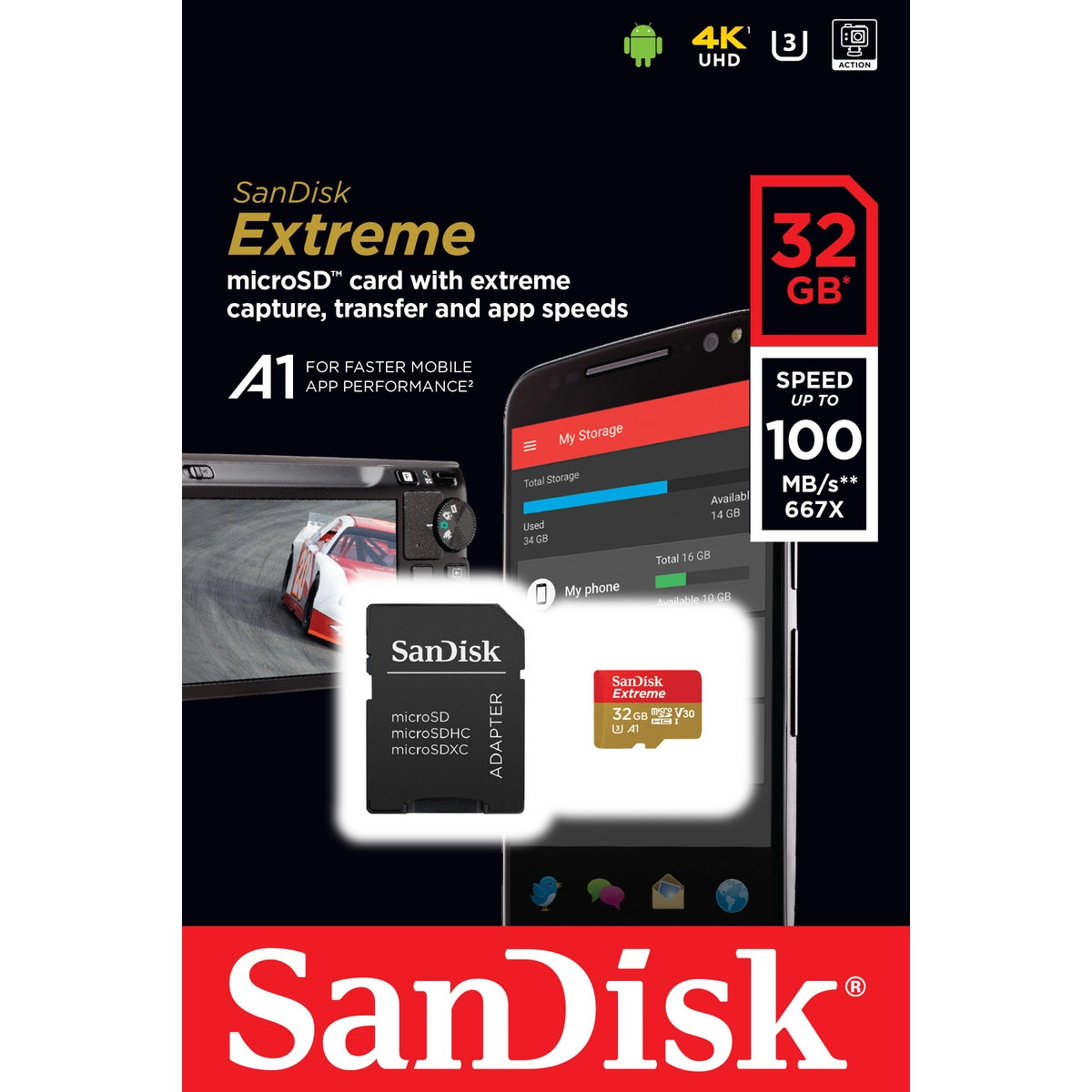 Extreme microSDHC 32GB + SD Ad 100MB/s