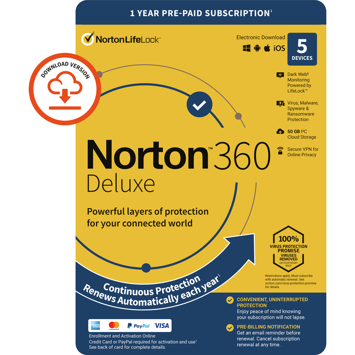 Norton 360 Deluxe 50GB 5 Device 12MO KEY