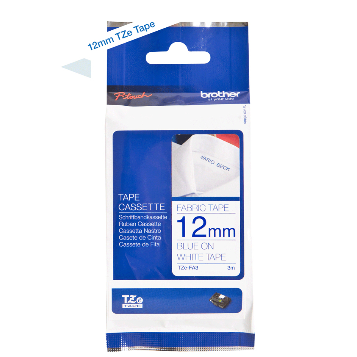 Tzefa3 12Mm Blue On White Fabric Tape