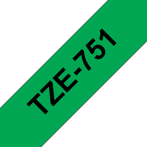 Brother, TZE751 24mm Black On Green Label Tape