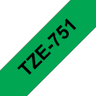 TZE751 24mm Black On Green Label Tape