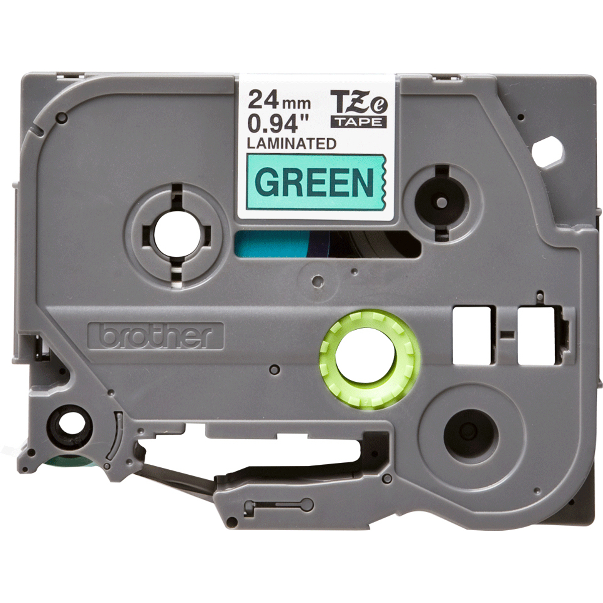 TZE751 24mm Black On Green Label Tape