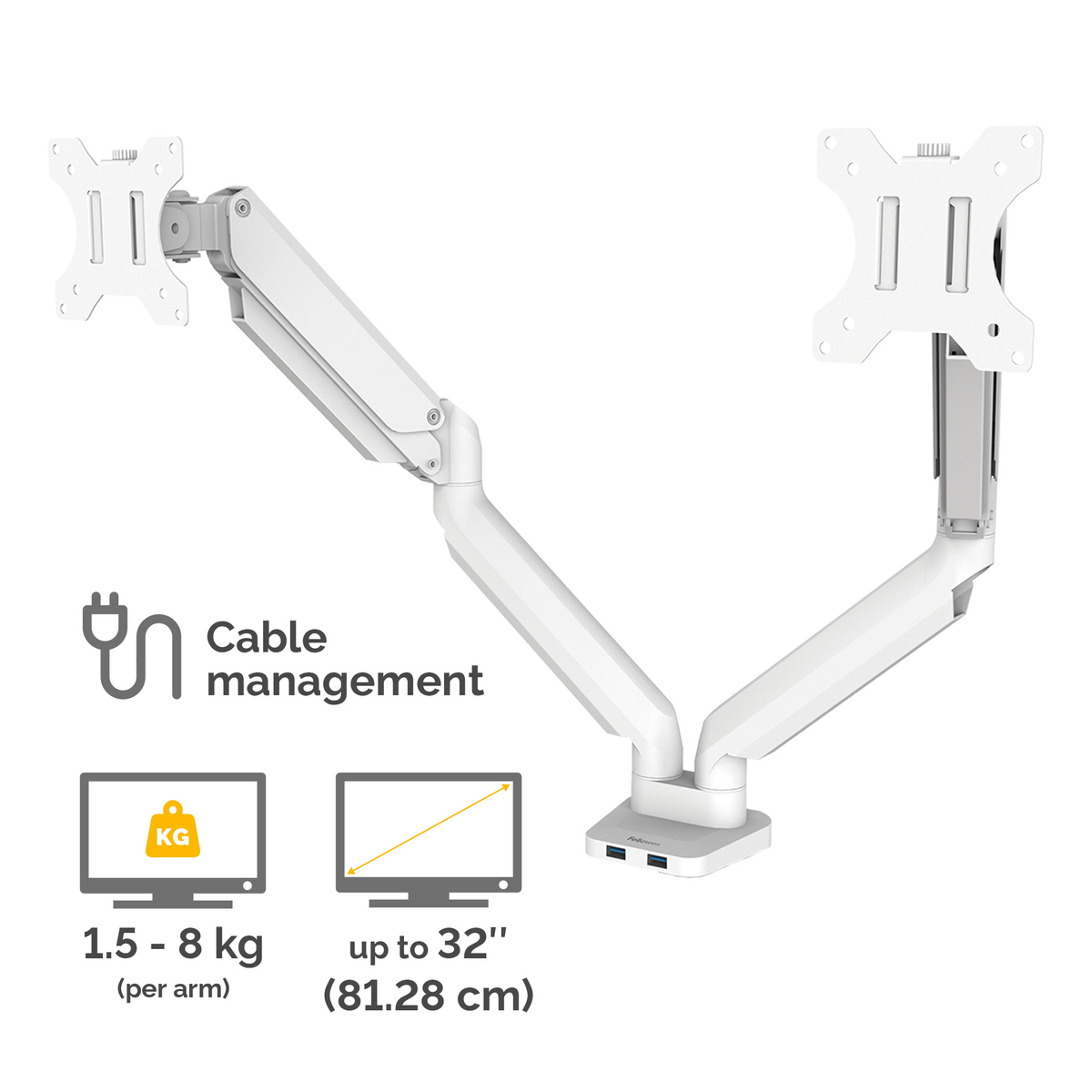 Platinum Series Dual Monitor Arm White