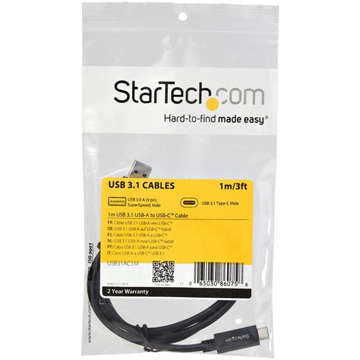 USB 3.1 USB-C to USB-A cable - 1m (3ft)