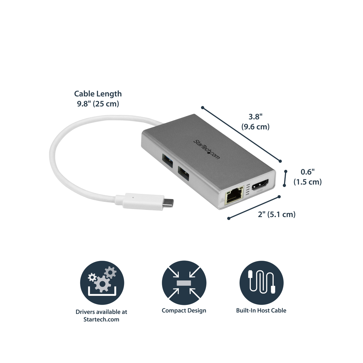 USB C Multiport Adapter - PD - Silver