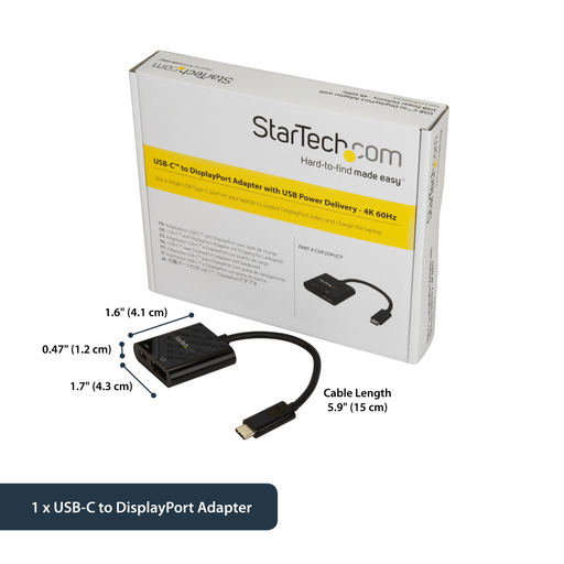 USB C to DisplayPort Adapter with USB PD