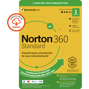 Symantec, Norton 360 Stand 10GB 1 Device 12MO KEY