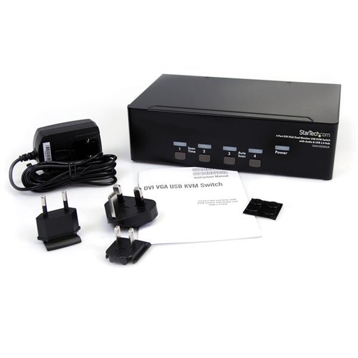 4 Port DVI VGA Dual Monitor KVM Switch