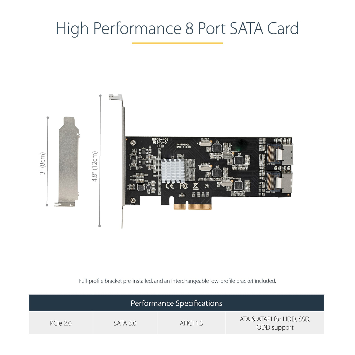 8 Port 6Gbps SATA PCIe Card Controller