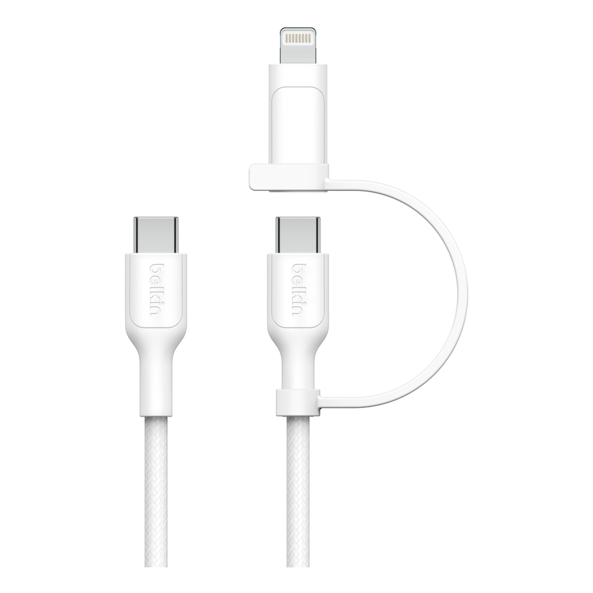 2in1 USBC LTG Braided cable 60W White