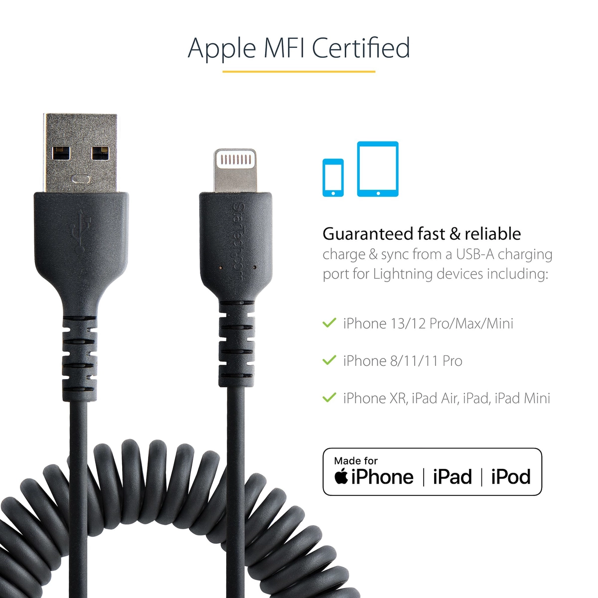 1m/3ft USB To Lightning Cable Coiled