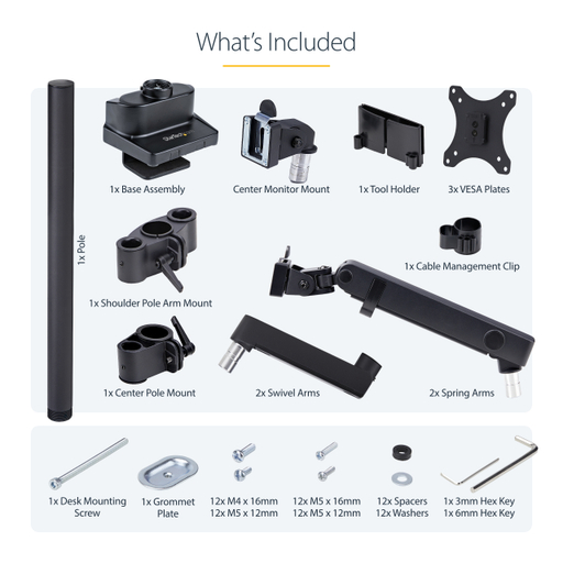 Triple Monitor Desk Mount, 27in Screen