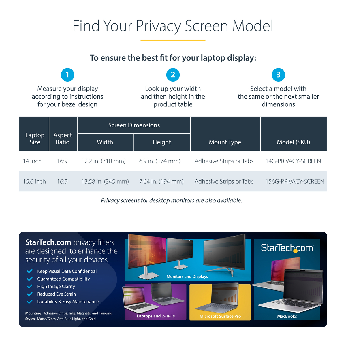 14in Gold Laptop Privacy Screen/Filter