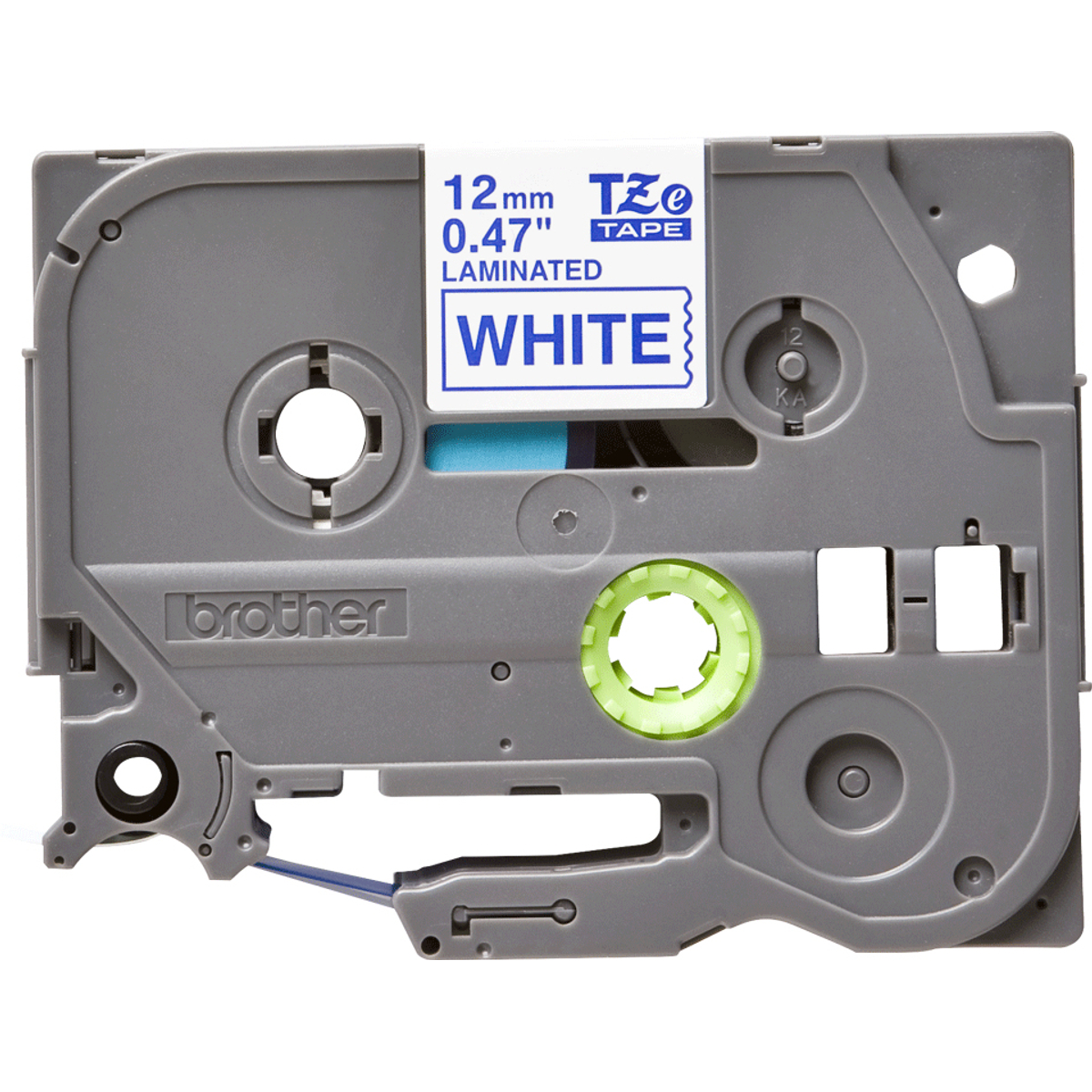 TZE233 12mm Blue On White Label Tape