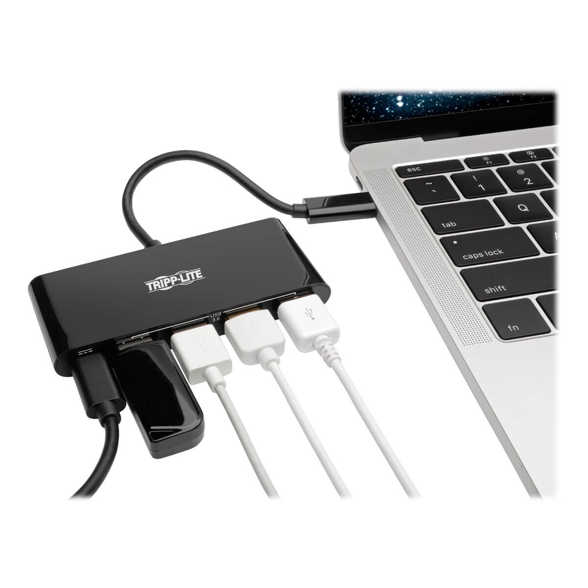 USB C Hub Adapter 4x USB-A & USB-C Black