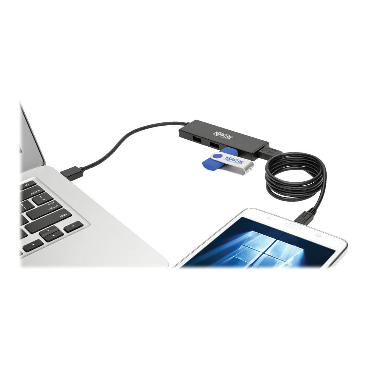 4PT Portable Slim USB 3.0 Hub w/ Cable