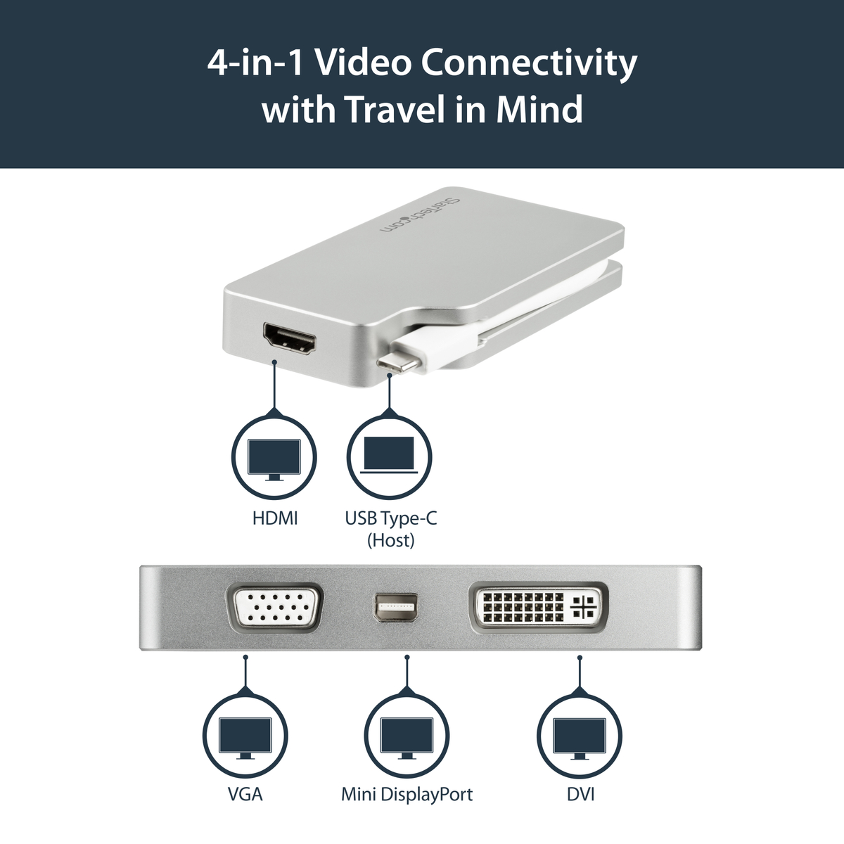 Aluminum Travel A/V Adapter 4-in-1- 4K