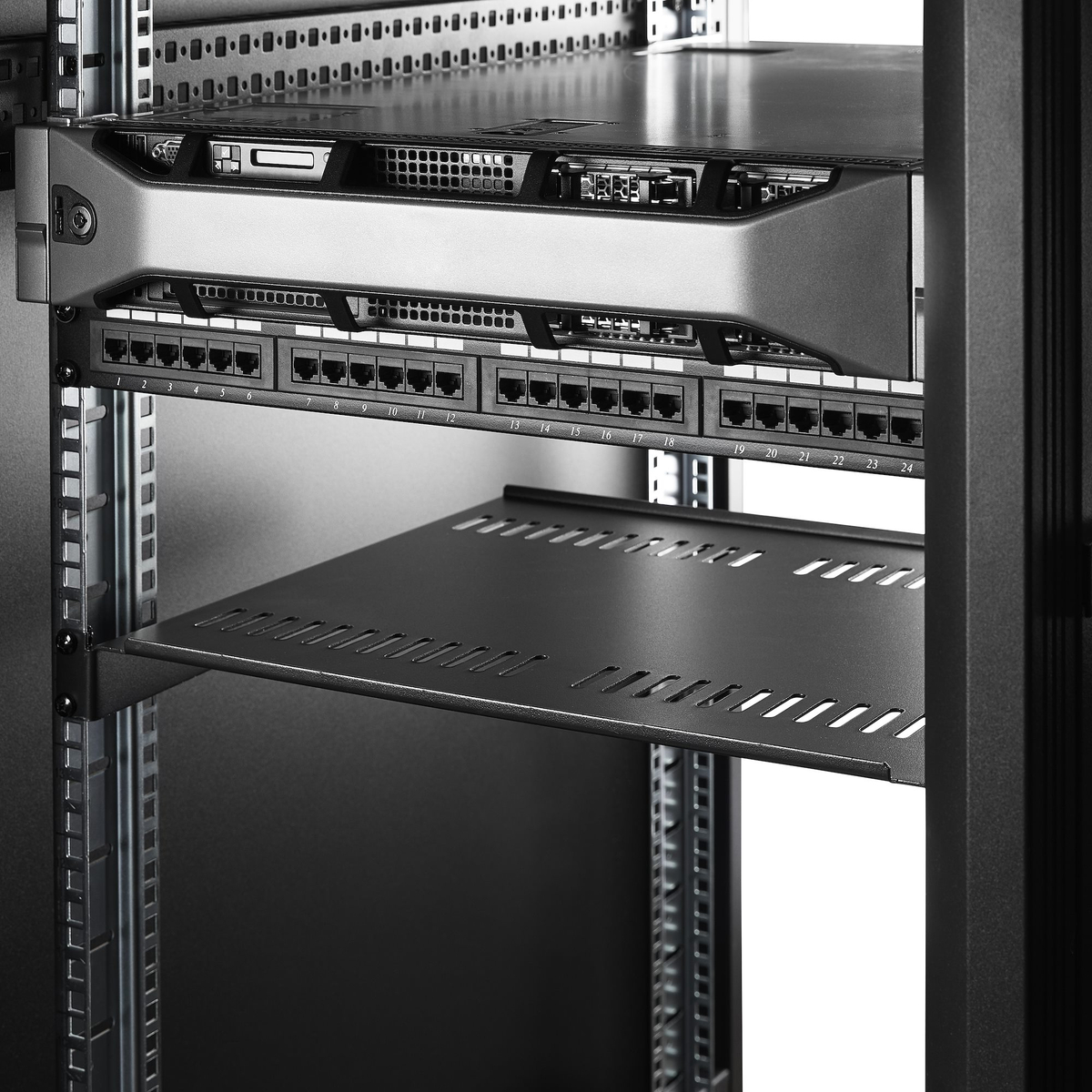 2-Pack 1U Server Rack Shelf Vented