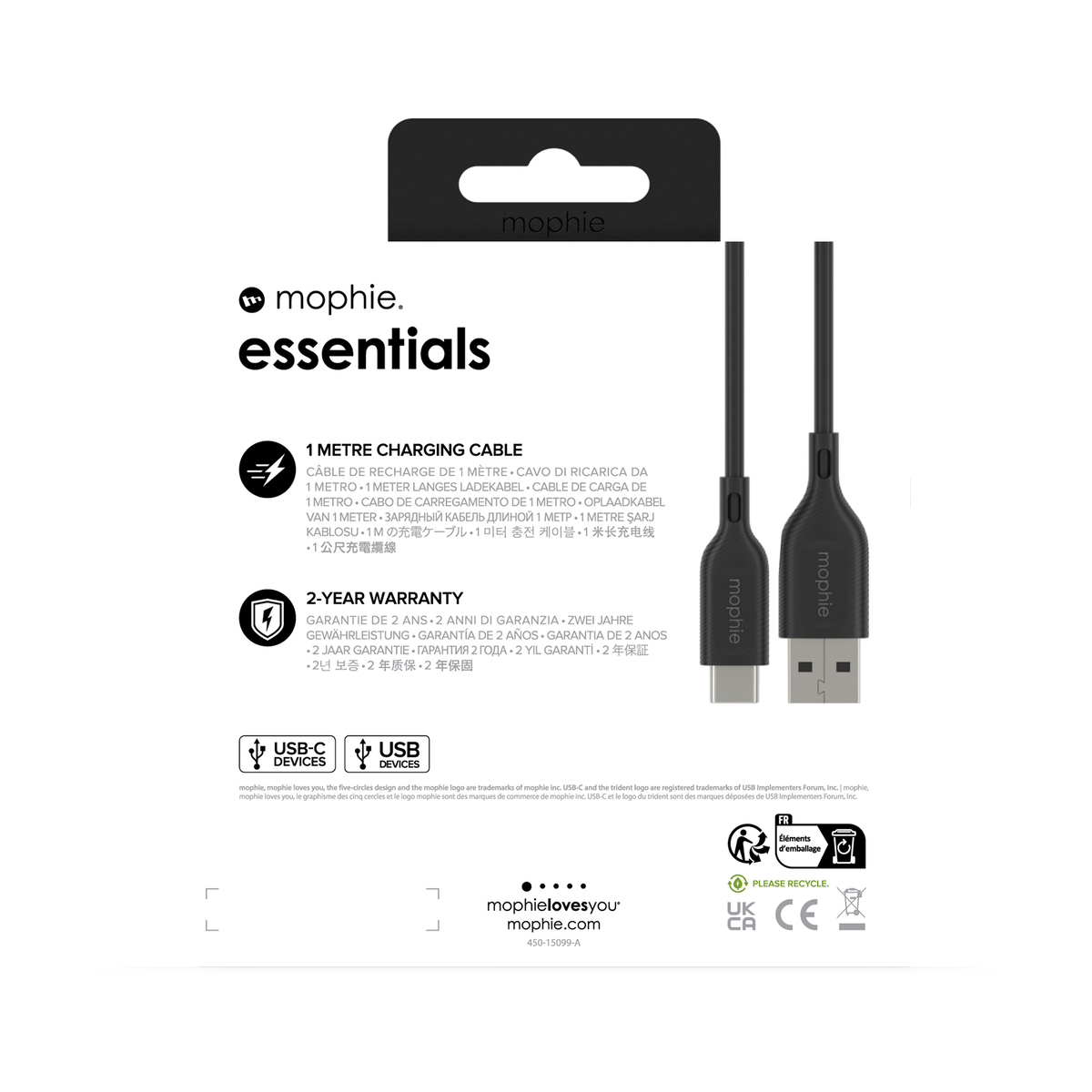 Essentials-Cable-USBA-USBC-1 meter-Black