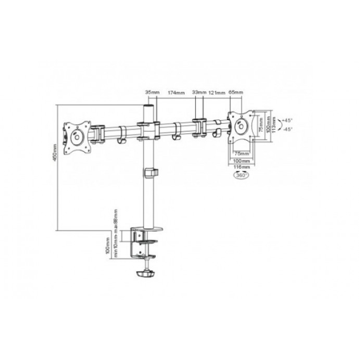 Desk mount D27-1- 2 monitors