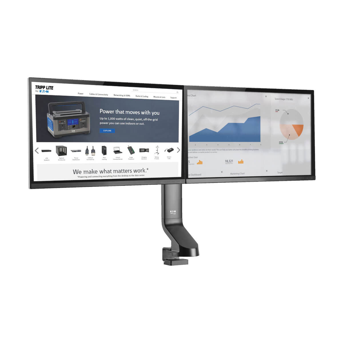 Dual-Display Monitor Arm W/Clamp 17-27In