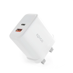 Epico, 65w GAN USB-C USB-A UK Plug - White