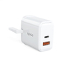 65w GAN USB-C USB-A UK Plug - White