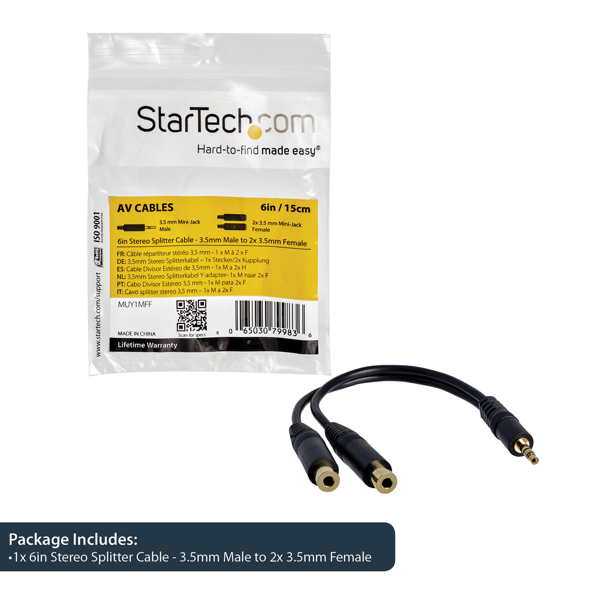 6in Stereo Splitter Cable