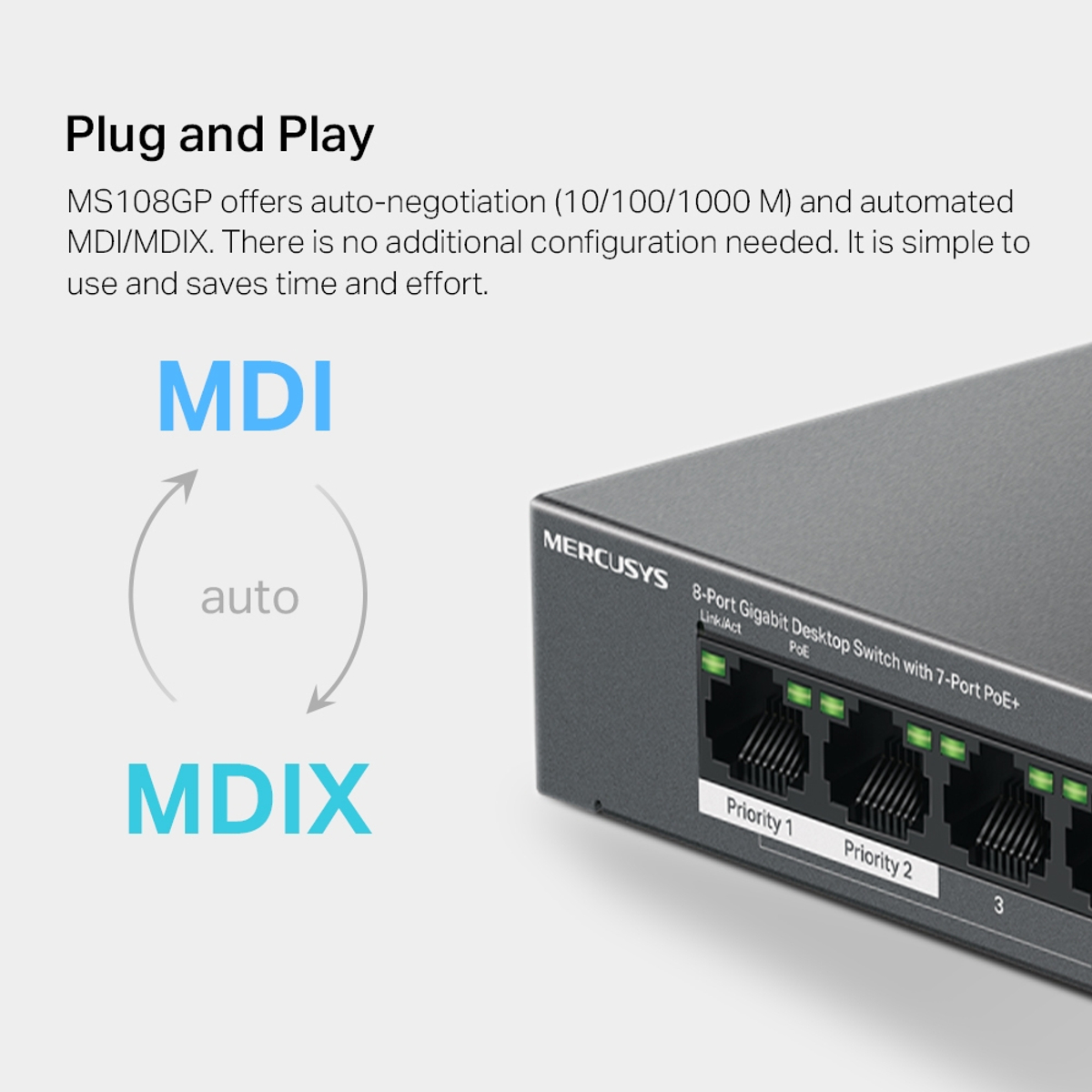 8-Port Gigabit  Switch With 7-Port PoE+